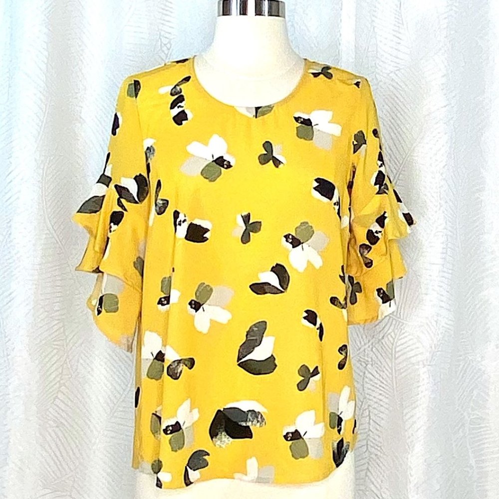 NWOT Yellow Floral Top
